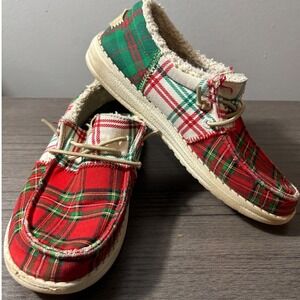Hey Dude Wally Tri Y Tartan Plaid Size J2‎